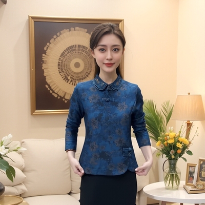 小衫加绒中老年秋冬新款民族风