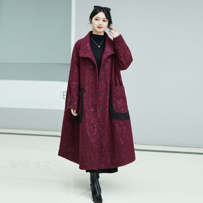 200斤减龄妈妈毛呢外套长款大衣