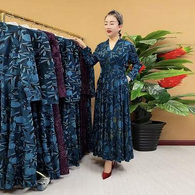 口袋织锦提花富态连衣裙高弹裙子