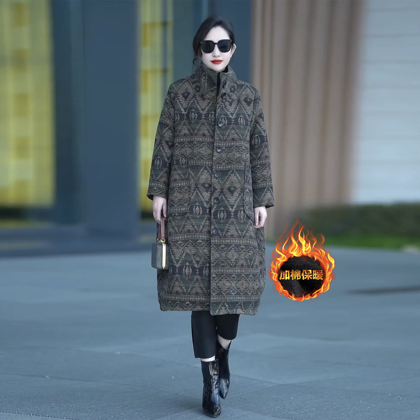 妈妈装冬季新款立领加棉保暖大衣200斤宽松长款复古长款毛呢外套,女装/女士精品,毛呢外套,淘宝优惠券,粉丝福利购,淘宝优惠卷