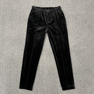 网红裤 金丝绒休闲裤 小脚韩版 高级感舒适纯色百搭修身 潮 男秋冬时尚