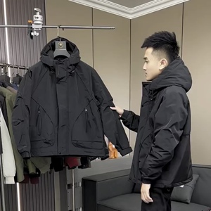 冬季新款棉衣男潮牌棉服休闲百搭连帽工装夹克外套网红同款冲锋衣