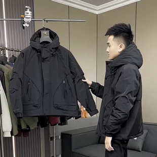 冬季新款棉衣男潮牌棉服休闲百搭连帽工装夹克外套网红同款冲锋衣