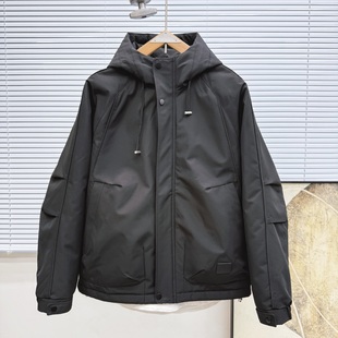 冬季男款连帽棉服保暖防寒高级感休闲百搭户外冲锋加棉外套棉衣潮
