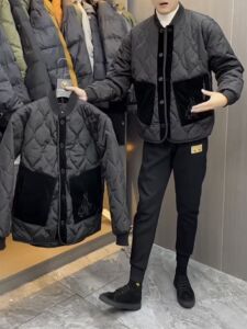 冬季新款男士棉服外套潮流拼接菱形棒球服男夹克精神小伙帅气棉衣