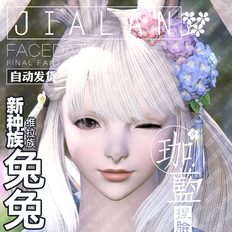 【珈蓝】最终幻想14 ff14捏脸数据 维拉族兔女兔娘白兔蔷薇垂耳兔