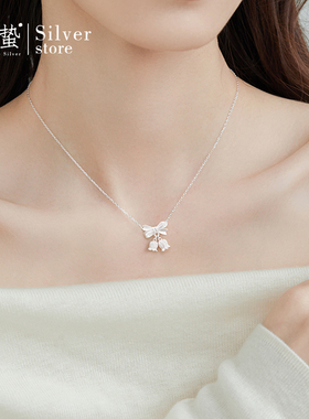 猫蛰S925纯银磨砂铃兰花女式项链
