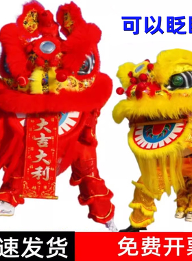 新款成人双人舞龙舞狮道具羊毛南狮醒狮舞狮子服装狮子头表演整套