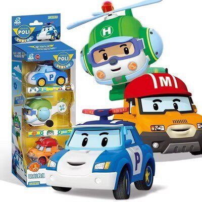 变形警车机器人Y珀利警长救援队儿童玩具车Poli玻利波利警察6全套