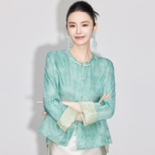 国风高档人丝肌理感提花百搭外套上衣薄款 新中式 春装 宽松 唐颂