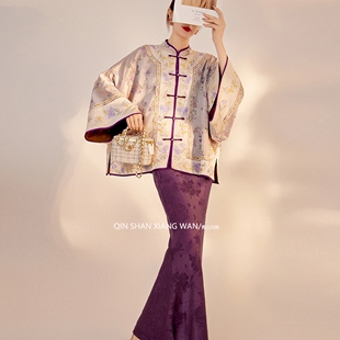 【漫野】国风新中式高档人丝提花重工刺绣禅意春装新款外套半身裙