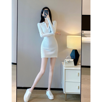 贵气千金风性感针织包臀裙纯色