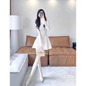 白色针织连衣裙春装 女2024年新款 女气质甜美纯欲风收腰显瘦a字裙