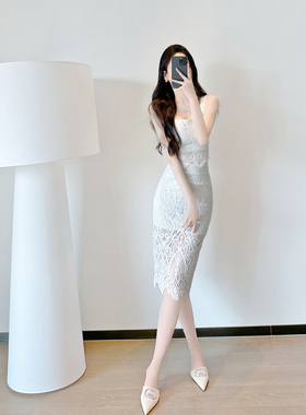 白色蕾丝套装裙2025夏季新款高级感气质名媛韩版中长款包臀两件套