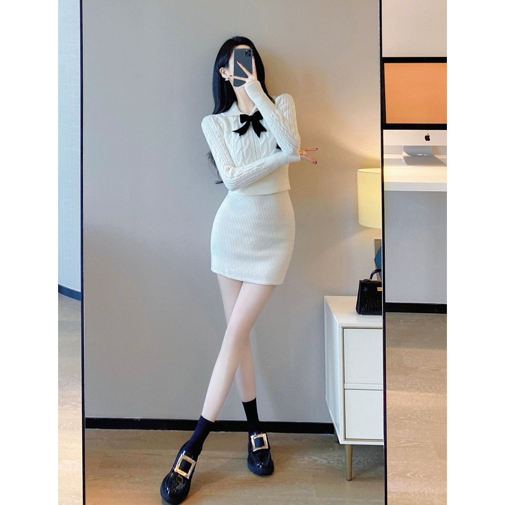 奶系穿搭高级感贵气针织两件套