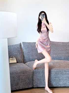 新中式国风改良旗袍裙2025夏季新款高级感气质名媛复古包臀连衣裙