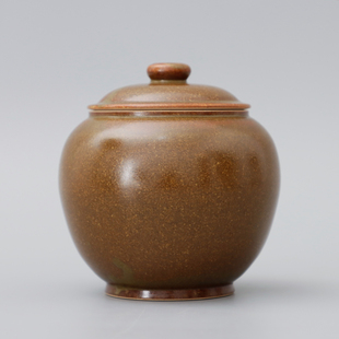 耀州窑许磊手作新派粗陶酱色釉青瓷中式复古罐子储物摆件茶叶罐