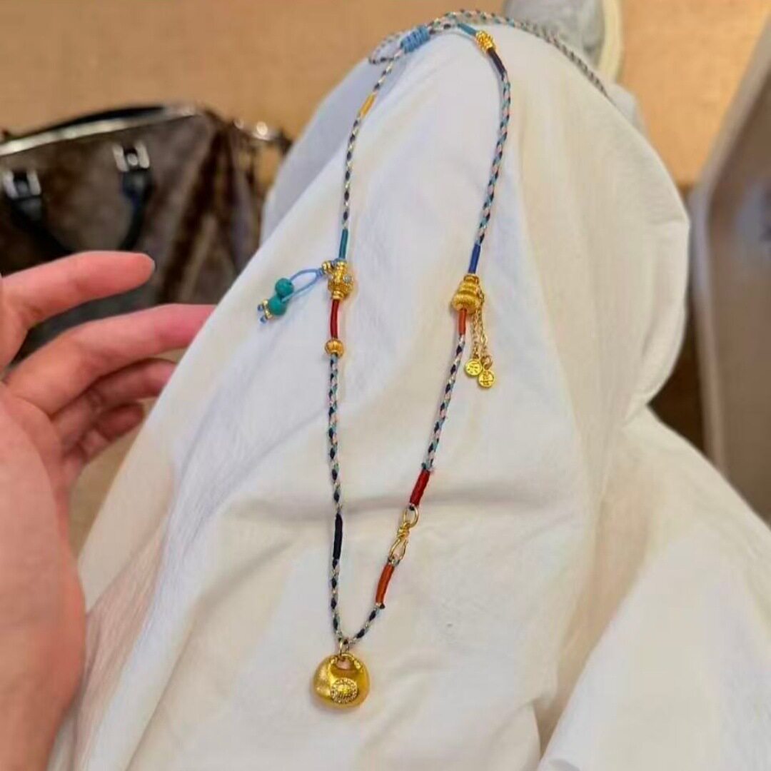 归真居仿真金沙金diy小胖福拉丝葫芦项链锁骨链项坠毛衣链项链