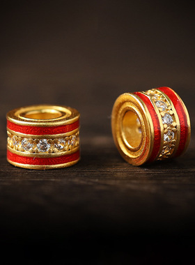 金臻金店同款国韵传承鸿运绵绵转运珠镶钻项链吊坠沙金DIY配件