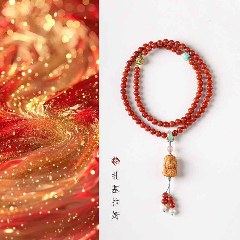 南红玛瑙多圈本命年鸿运手链双圈叠戴扎基拉姆手腕娴雅气质女手串