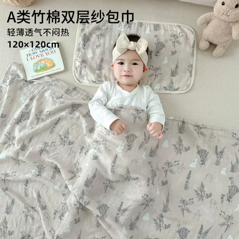 婴儿包巾竹棉纱布夏季薄款宝宝空调盖毯浴巾产房新生儿抱被襁褓巾