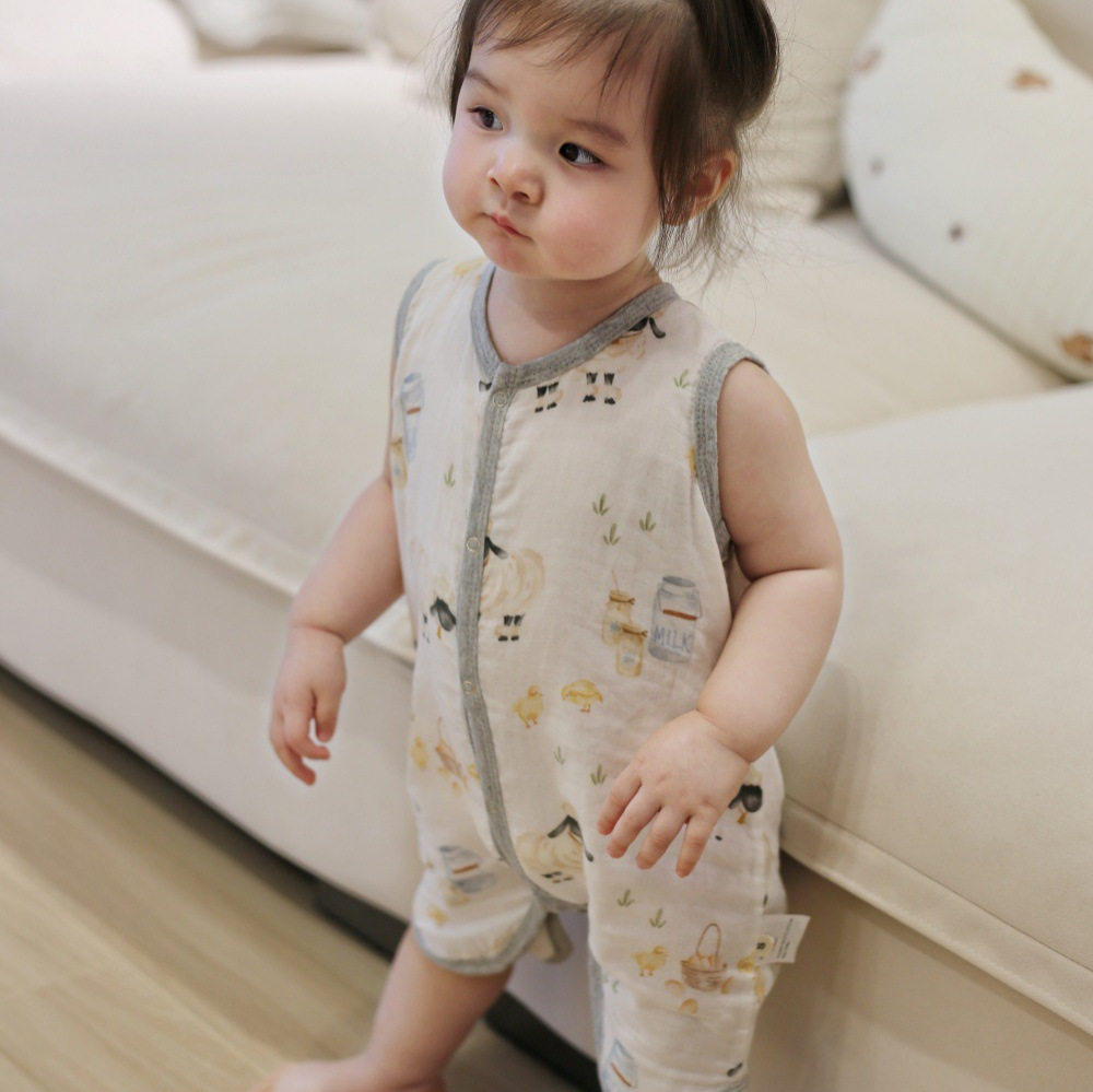 婴儿睡袋夏季薄款纱布宝宝无袖
