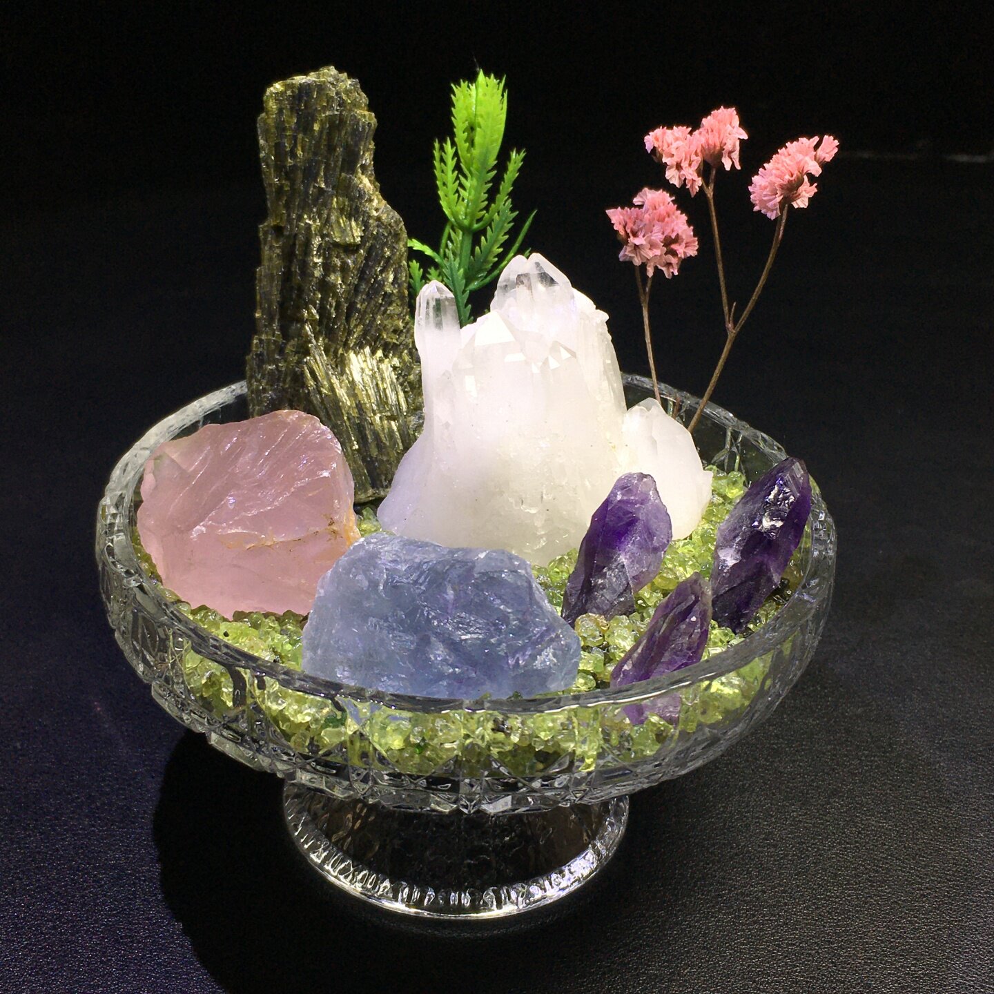 天然水晶簇盆栽盆景摆件送礼装饰
