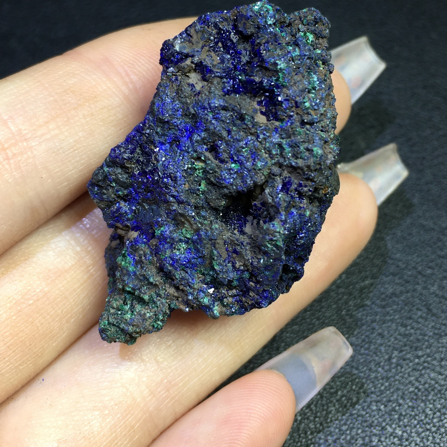 天然蓝铜矿原石孔雀石原矿凤凰石矿物晶体教学标本精品奇石摆件