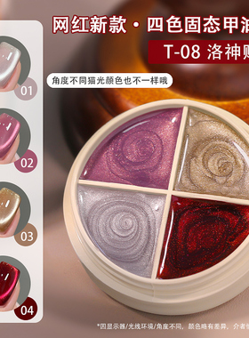 2025美甲流行新款四色固态罐装固体甲油胶晶石爆闪碎钻七彩猫眼胶