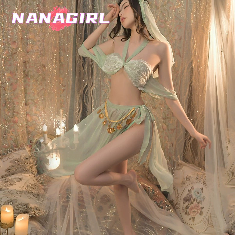楼兰舞姬性感异域舞娘cosplay挂脖抹胸西域风情狐妖妲己汉服套装