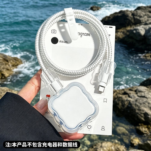 适用苹果双C数据线保护套透明款