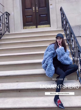 Momentshero美式复古皮毛一体外套女冬季新款加厚保暖毛毛外套