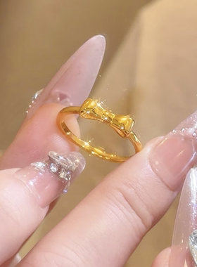 抛光亮面好甜美立体蝴蝶结戒指女