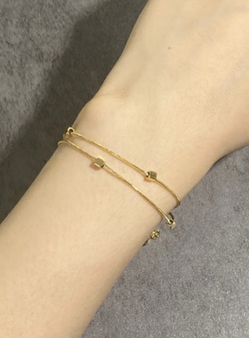 仿真黄金色亮闪闪小方块手链女