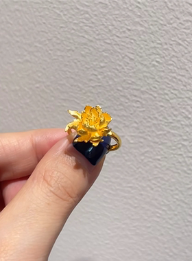 结婚三金摆台牡丹花戒指女