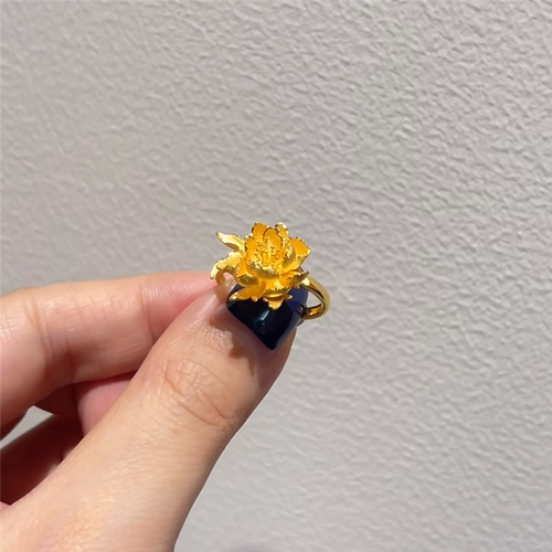 结婚三金摆台牡丹花戒指女