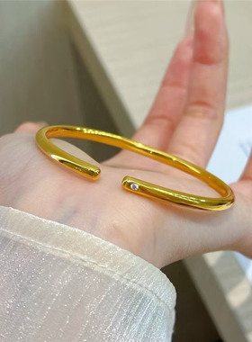 泥鳅背点钻镜面亮面细条开口手镯