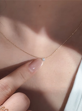 不掉色一颗钛金小钻细闪锁骨链女
