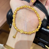 古法藏蕴传承六相花莲蓬手链女黄金色转运珠古风新中式 手串弹力绳