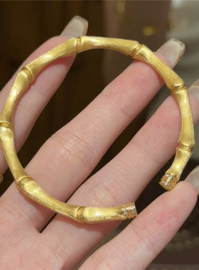 新中式点钻拉丝竹节开口手镯女