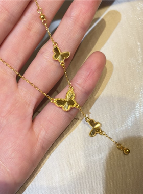车花镭射工艺超闪蝴蝶Y字形项链
