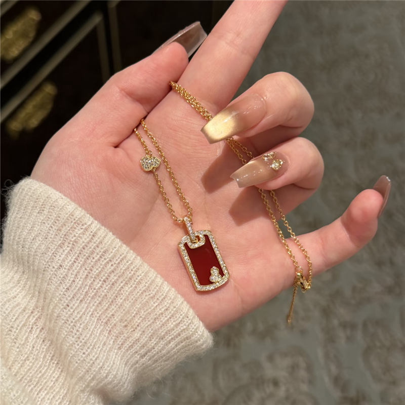 好精致红贝母葫芦无事牌项链女