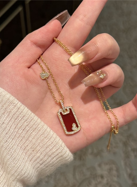 好精致红贝母葫芦无事牌项链女