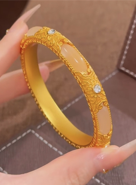 新中式宫廷风金玉良缘花丝手镯女
