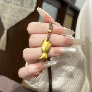 古法通体实心胖嘟嘟小黄鱼吊坠毛衣项链女999黄金色锦鲤年年有余