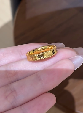 巨闪六边形龙鳞工艺花纹情侣对戒