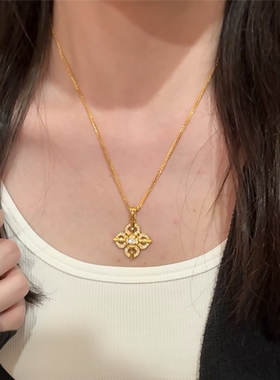 镶嵌钻饰十字金刚杵吊坠项链女