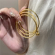 久不掉色沙金两世欢莲蓬三生三世手镯女三圈古法素圈手环礼物饰品