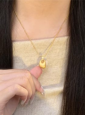 点钻拉丝福袋小金坨坨吊坠项链女