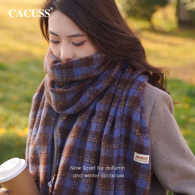 秋冬氛围感韩版格子围巾